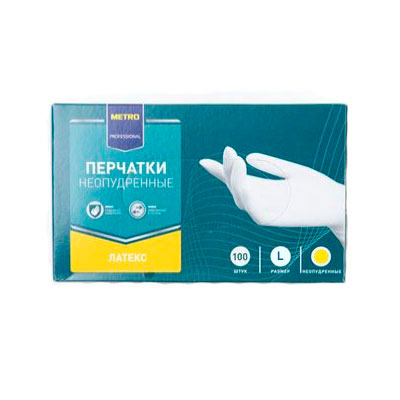 

Перчатки Metro Professional латексные неопудренные нестерильные L 100шт