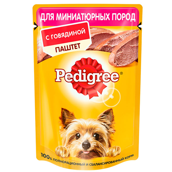 Корм Pedigree паштет для собак миниатюрных пород с говядиной 80 гр