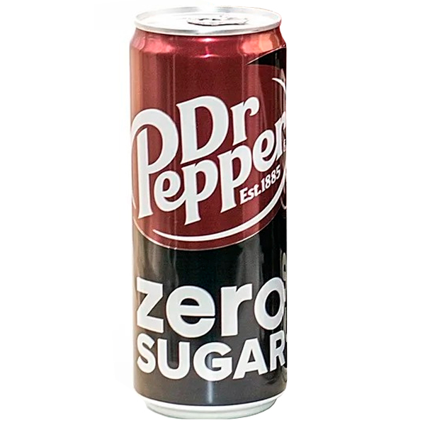 Dr.Pepper / Доктор Пеппер Zero импорт 0.33 литра, ж/б, 24 шт. в уп.