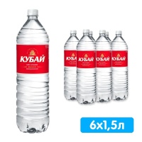 Вода Кубай-2 1.5 литра, без газа, пэт, 6 шт. в уп.