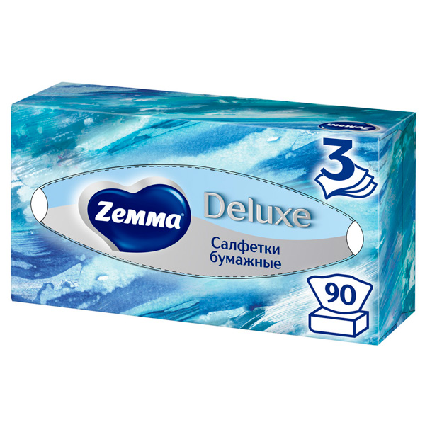 Салфетки косметические Zemma Deluxe 3-х сл. 90шт (1шт)