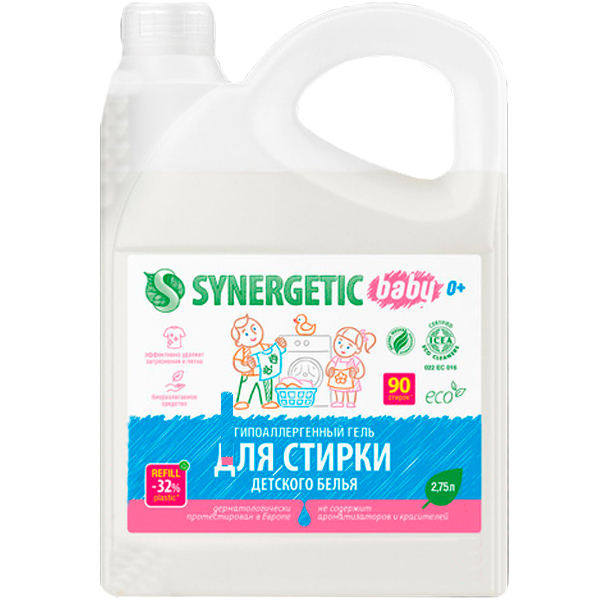 Гель Synergetic для стирки детского белья гипоаллергенный 2,75 литра