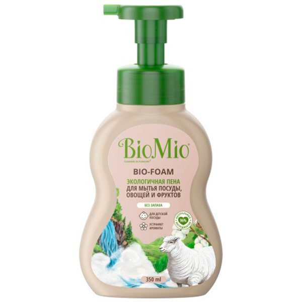 Средство для мытья посуды Bio Mio BIO-FOAM пена для мытья посуды, овощей и фруктов Без запаха 350 мл
