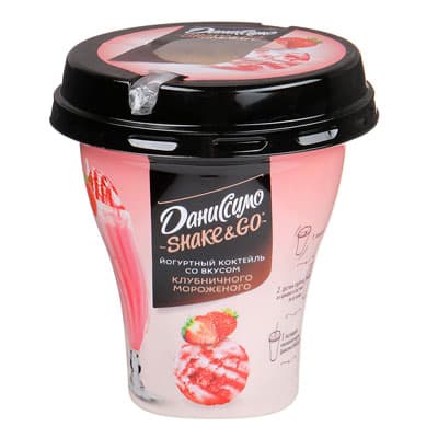 Коктейль йогуртный Даниссимо со вкусом клубничного мороженого 5,2% БЗМЖ 260 гр