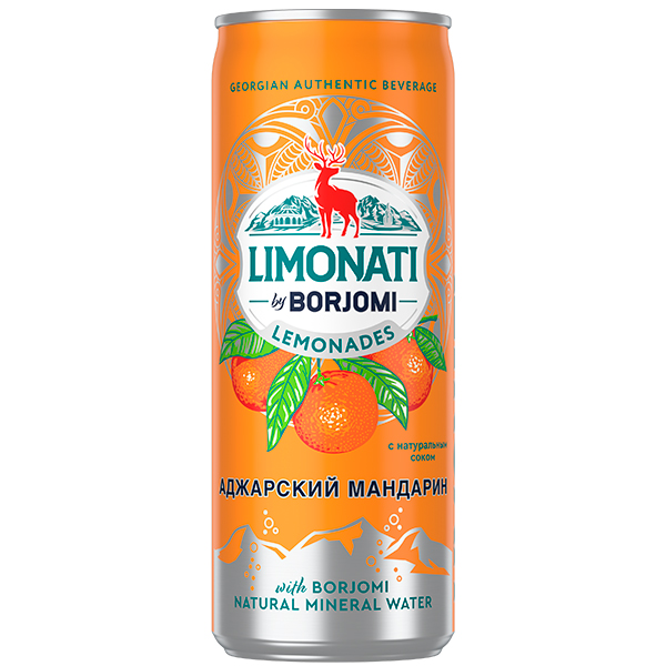 Напиток Limonati by Borjomi с соком мандарина, газ, ж/б, 0,33 литра, 12 шт. в уп Напиток Limonati by Borjomi с соком мандарина, газ, ж/б, 0,33 литра, 12 шт. в уп. - фото 1