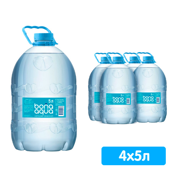 Вода Bona Aqua 5 литров, 4 шт. в уп Вода Bona Aqua 5 литров, 4 шт. в уп. - фото 1