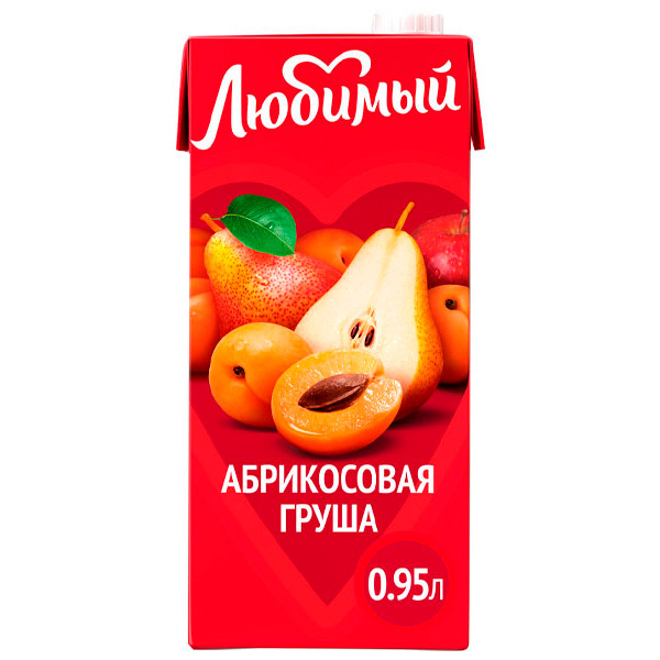 Напиток сокосодержащий Любимый Яблоко-абрикос-груша 0,95 литра