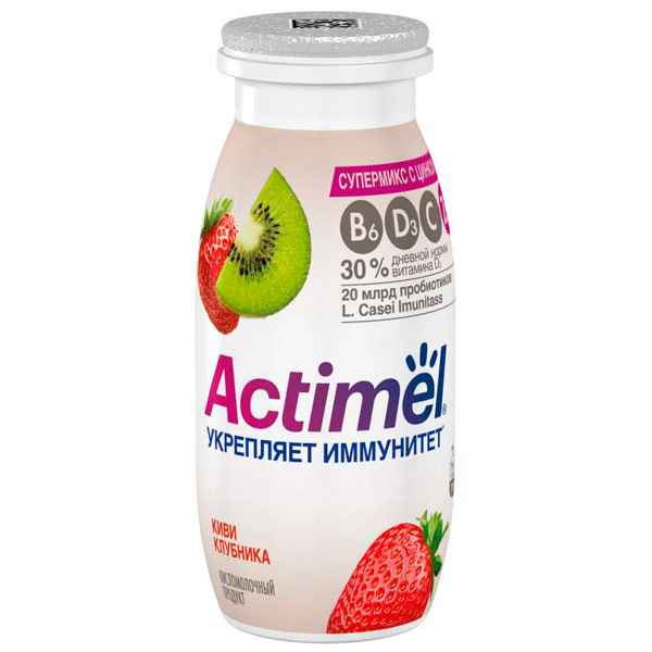 Кисломолочный продукт Actimel киви-клубника 1,5% БЗМЖ 95 гр