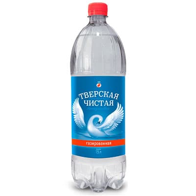 Вода Тверская Чистая 1.5 литра, газ, пэт, 6 шт. в уп.