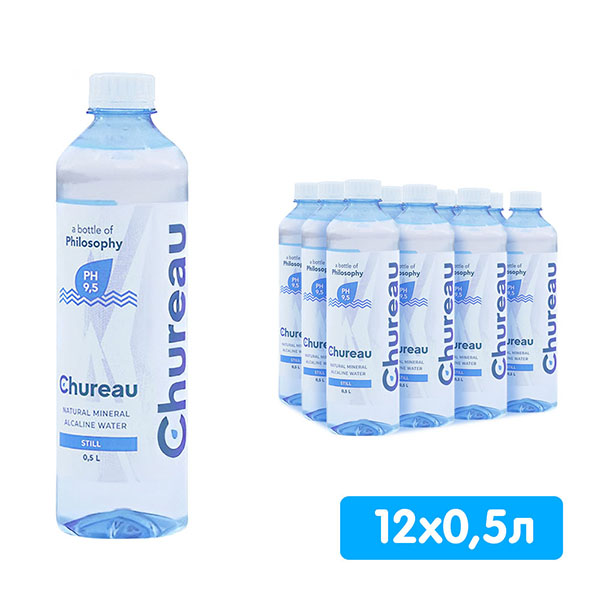 Вода питьевая Chureau 0.5 литра, без газа, пэт, 12 шт. в уп