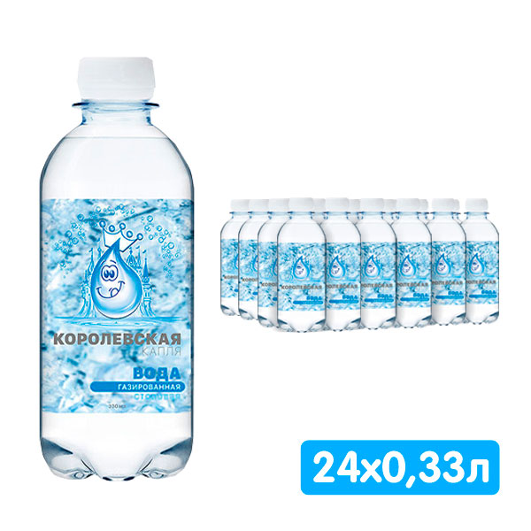Королевская вода (Мия) 0.33 литра, газ, пэт, 24 шт. в уп.