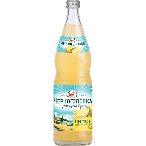 Черноголовка Лимонад Оригинальный 1 литр, газ, стекло, 6 шт. в уп.