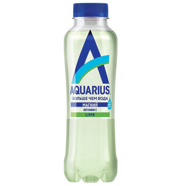 Вода Aquarius Лайм обогащенная магнием и витамином E 0.4 литра, без газа, пэт, 12 шт. в уп