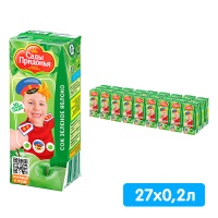 Сок Сады придонья зеленое яблоко 0.2 литра, 27 шт. в уп.