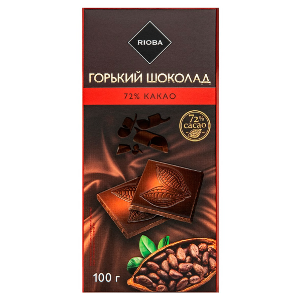 Шоколад Rioba горький 72% какао 100 гр