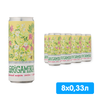 Напиток с соком Origamika Яблочный шорли лайм-бадьян, 0.33 литра, газ, ж/б, 8 шт. в уп.