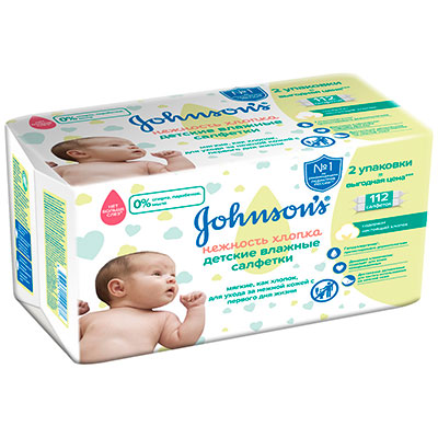 

Салфетки влажные детские Johnson`s Нежность хлопка 112 шт
