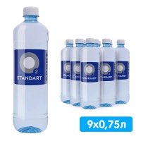 Вода Standart О2 Sport 0.75 литра, без газа, пэт, 9 шт. в уп.