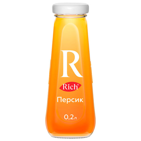 Нектар Rich персик 0.2 литра, стекло, 12 шт. в уп.