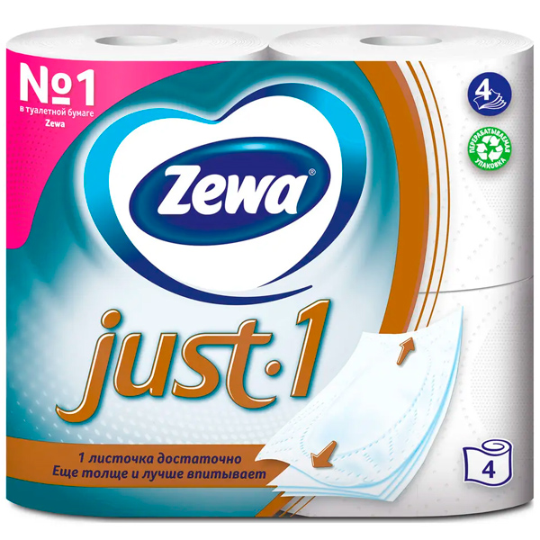 Туалетная бумага Zemma Just1 белая 4х-слойная (4шт.)