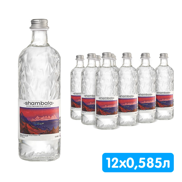 Вода Шамбала 0.585 литра, без газа, стекло, 12 шт. в уп.