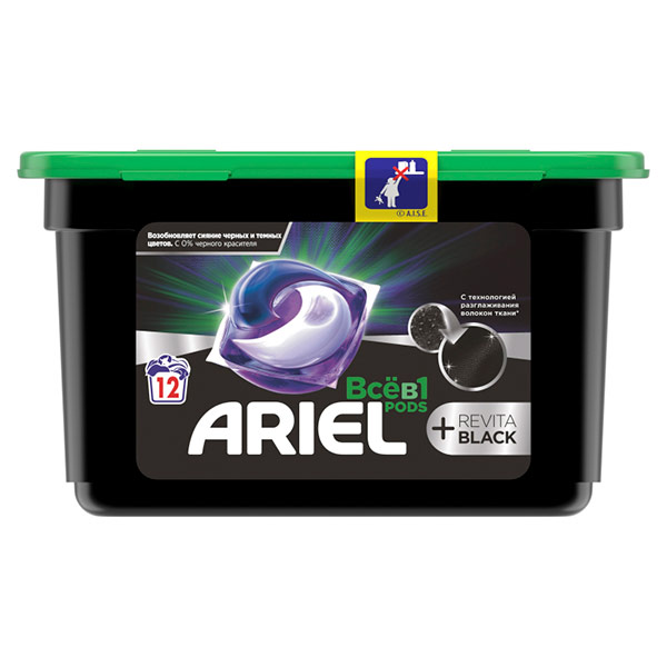 Гель-капсулы для стирки Ariel Pods 3 в 1 Revita Black 12 шт