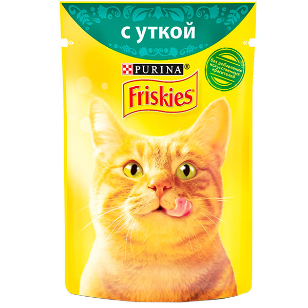 Влажный корм Friskies для взрослых кошек с уткой в подливе 85 гр, 24 шт. в уп