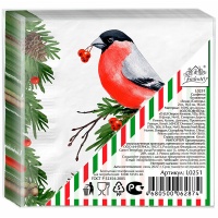 Салфетки бумажные Fiolento Зима снегирь 2 слоя 16.5х16.5 см, 16 шт.