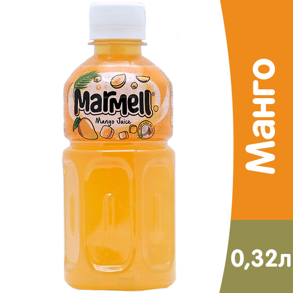 Напиток Marmell с кусочками кокосового желе Манго 0.32 литра, без газа, пэт, 12 шт. в уп.
