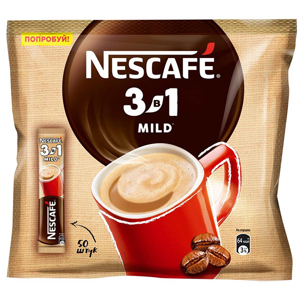Nescafe / Нескафе Mild растворимый 3в1 (50 пак)