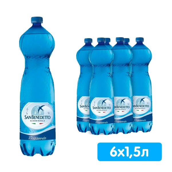 Вода San Benedetto 1.5 литра, газ, пэт, 6 шт. в уп Вода San Benedetto 1.5 литра, газ, пэт, 6 шт. в уп. - фото 1
