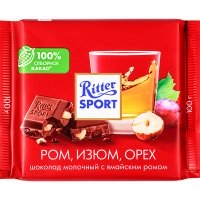 Шоколад Ritter Sport ром, изюм и орехи 100 гр