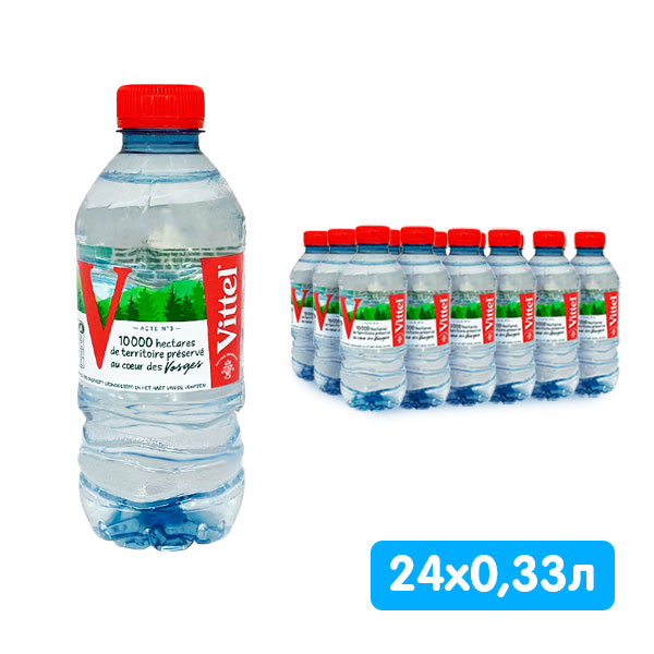 Вода Vittel 0.33 литра, без газа, пэт, 24 шт. в уп.