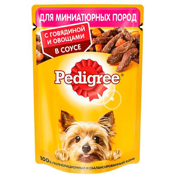 Корм Pedigree соус для собак миниатюрных пород с говядиной и овощами 85 гр