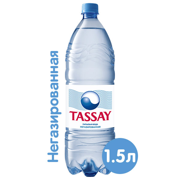 Вода Tassay 1.5 литра, без газа, пэт, 6 шт. в уп.