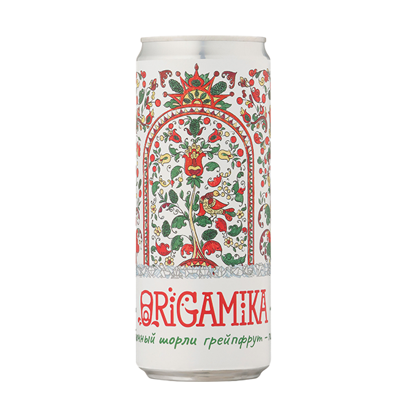 Напиток с соком Origamika Яблочный шорли грейпфрут-пихта, 0.33 литра, газ, ж/б, 8 шт. в уп.