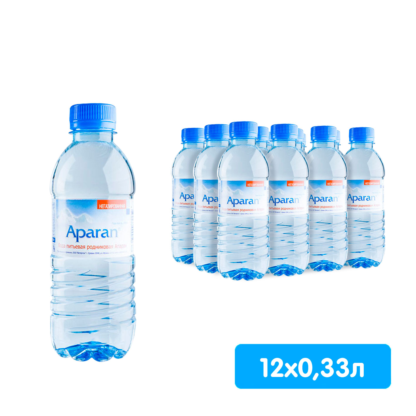 Вода Апаран 0.33 литра, без газа, пэт, 12 шт. в уп