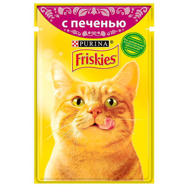 Корм влажный Friskies для взрослых кошек с печенью в подливе 85 гр, 24 шт. в уп