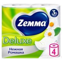 Туалетная бумага Zemma Deluxe ромашка 3 слоя (4шт)