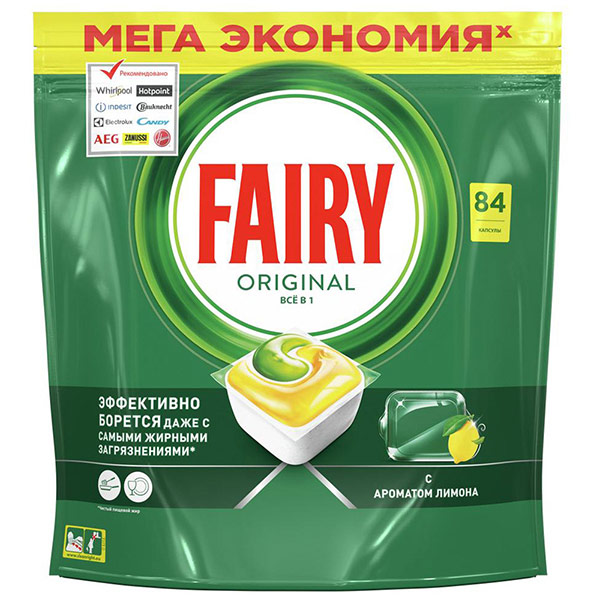 Средство для посудомоечных машин Fairy Original All In One Лимон 84 капсулы