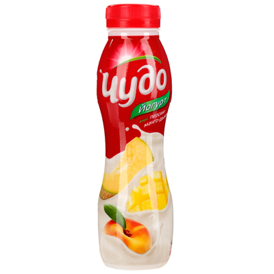Йогурт питьевой Чудо персик, манго и дыня 2.4% БЗМЖ 270 гр
