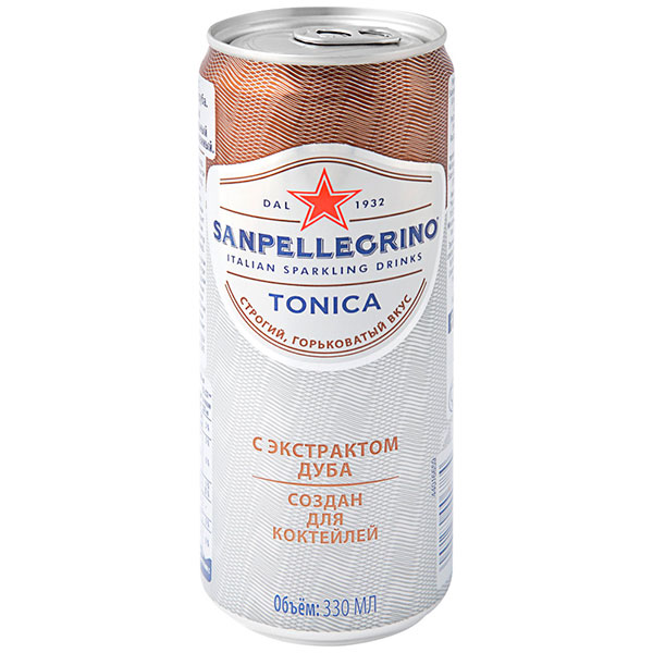 Тоник San Pellegrino Aranciata с экстрактом дуба 0.33 литра, газ, ж/б, 24 шт. в уп.