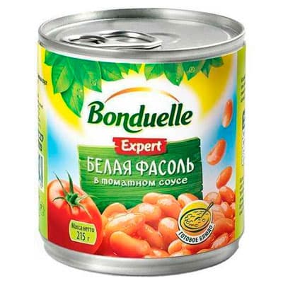 Фасоль Bonduelle белая в томатном соусе 215 гр