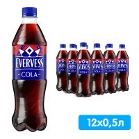 Напиток Evervess / Эвервес Кола 0.5 литра, сильногазированный, пэт, 12 шт. в уп.