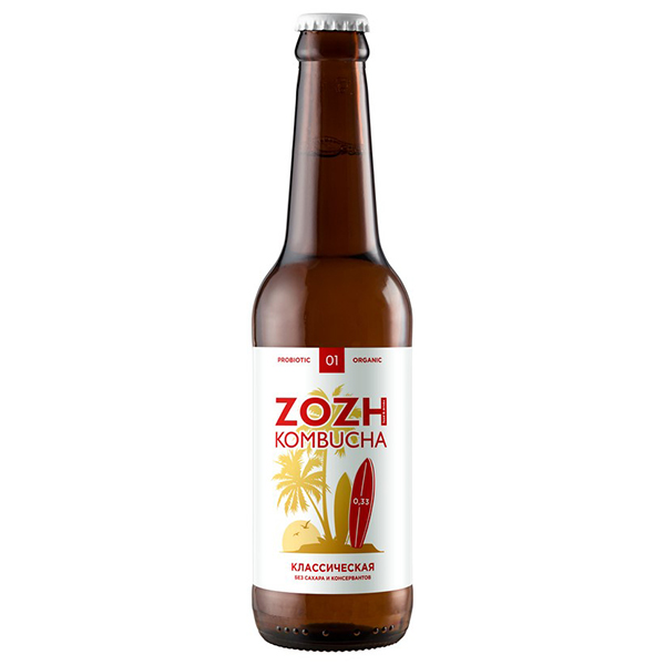 Напиток Zozh kombucha Классическая 0,33 литра, стекло, без газа, 12 шт. в уп.