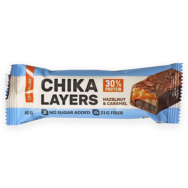 Батончик протеиновый Chikalab Chika Layers Лесной орех с карамелью 60 гр