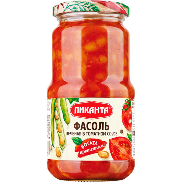 Фасоль Пиканта печеная в томатном соусе 470 гр