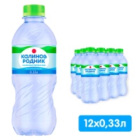 Вода Калинов Родник 0.33 литра, без газа, пэт, 12 шт. в уп.