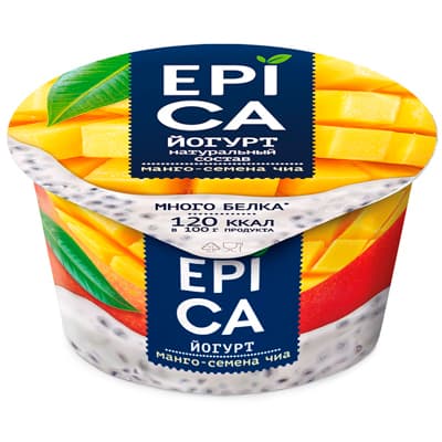 Йогурт Epica манго-семена чиа 5% БЗМЖ 130 гр
