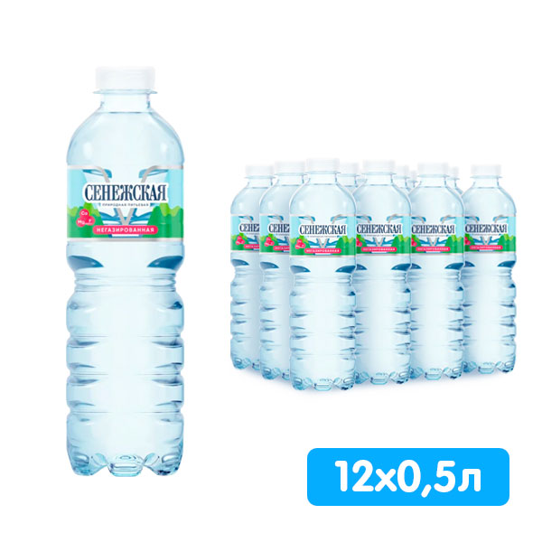 Вода Сенежская 0.5 литра, без газа, пэт, 12 шт. в уп.
